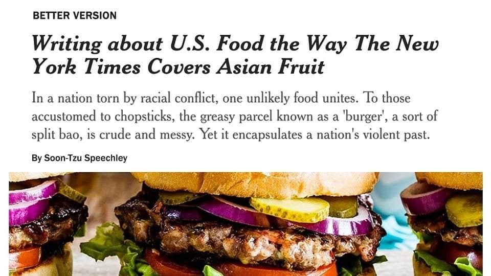 This meme is an image of a burger with a split patty, implying that the US and China are "split" in their food preferences. The text above the image reads "US Food vs. Chinese Food" and "The US vs. China: A Tale of Two Burgers". The meme is poking fun at the idea that the US and China have different culinary preferences, with the US preferring burgers and China preferring noodles.